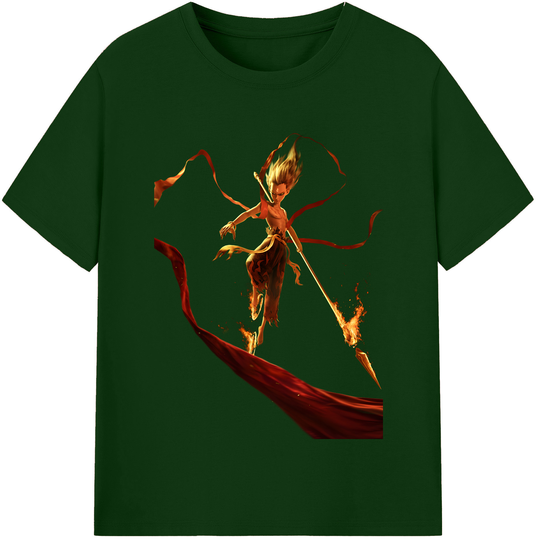 （画像用） Ne Zha 2 ナタ 魔童の大暴れ 綿100％半袖Tシャツ（フロントプリント）